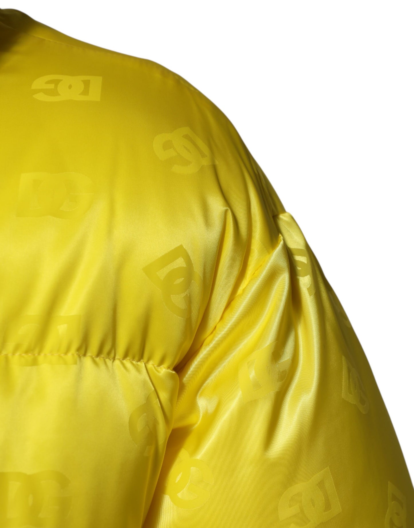 Yellow Nylon Logo Puffer Bomber Men Jacket