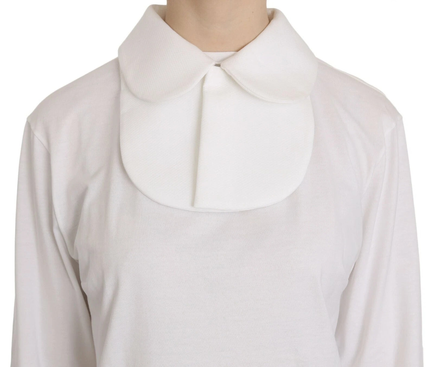 Dolce & Gabbana White Cotton Longsleeve Collared Blouse