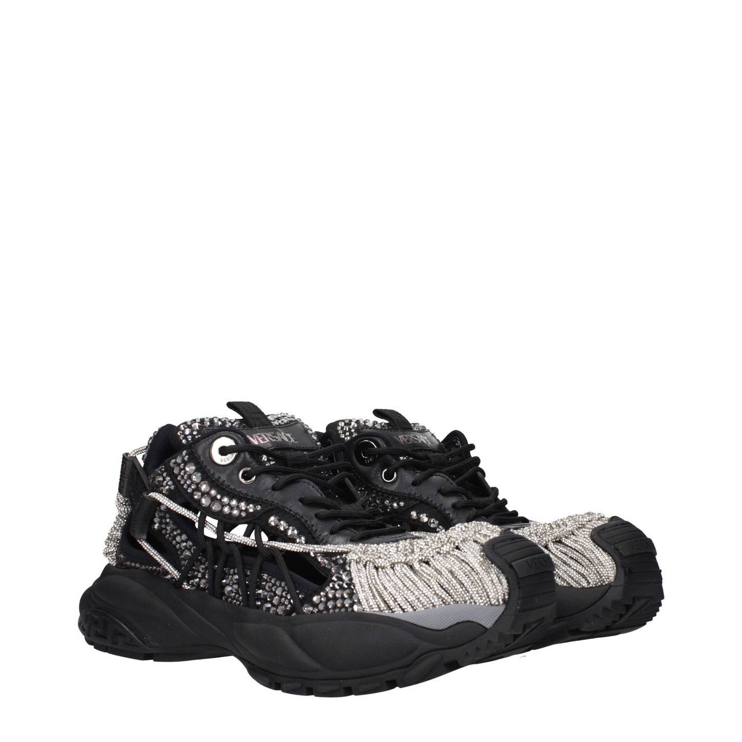 Black Fabric Chunky Sneakers