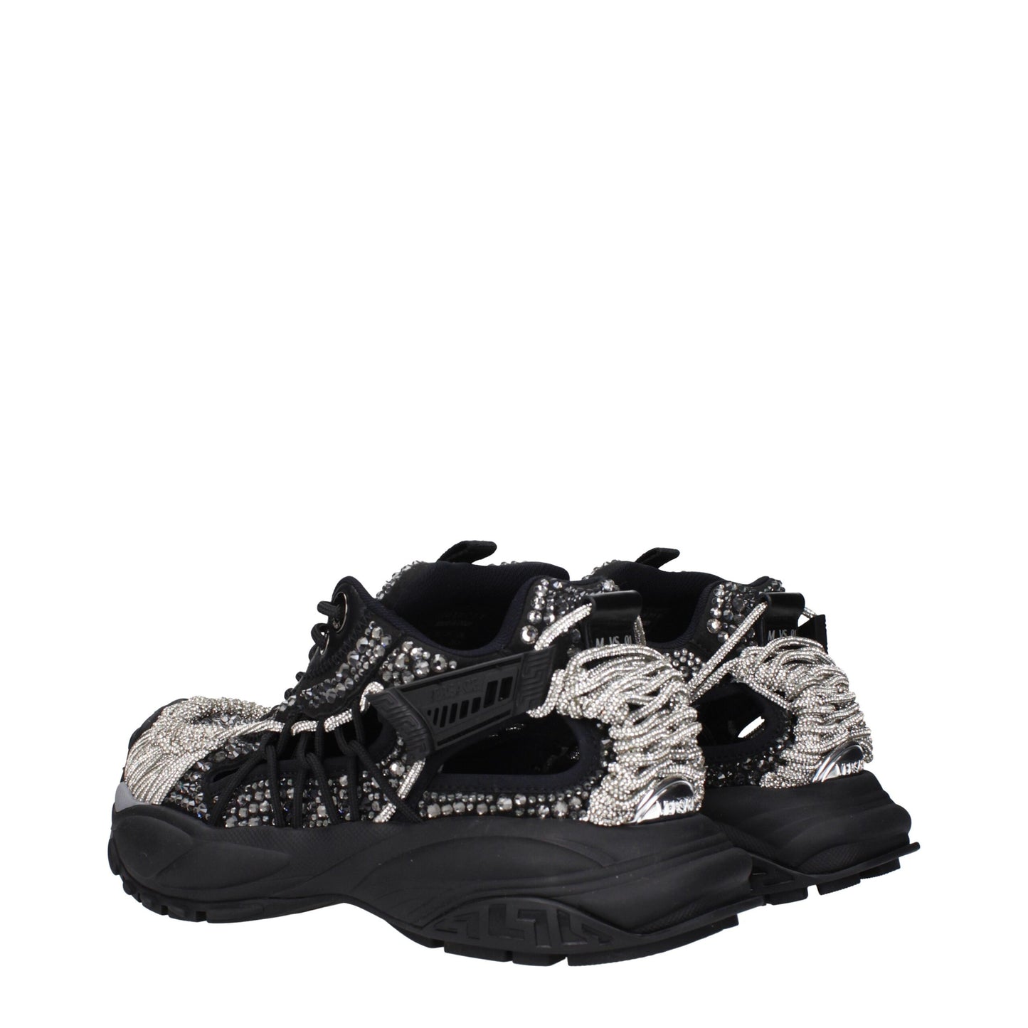 Black Fabric Chunky Sneakers