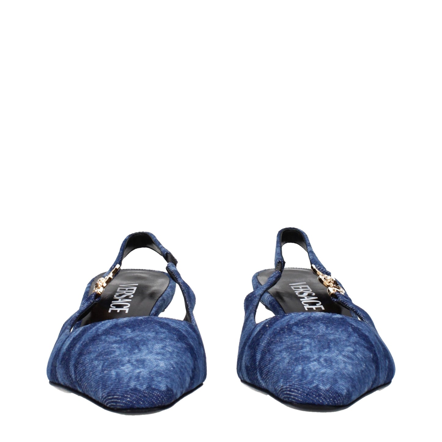 Blue Fabric Flat Sandals