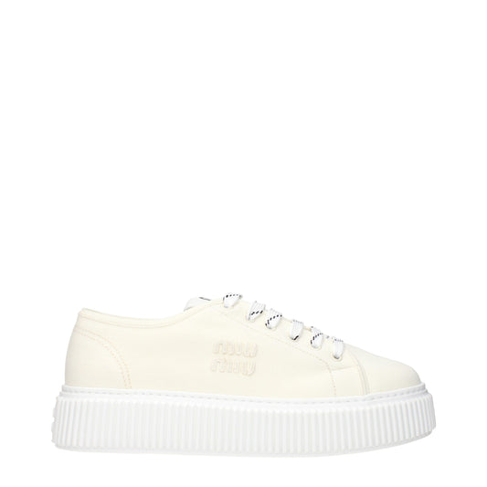 Beige Fabric Platform Sneakers