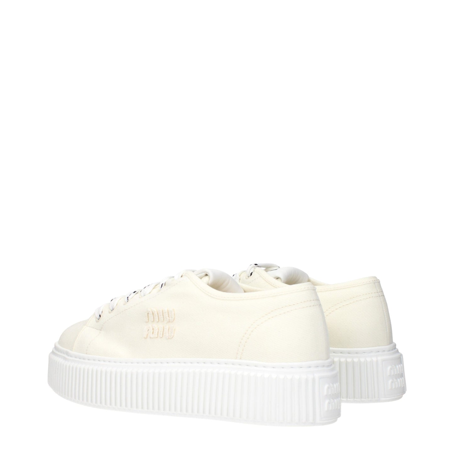 Beige Fabric Platform Sneakers