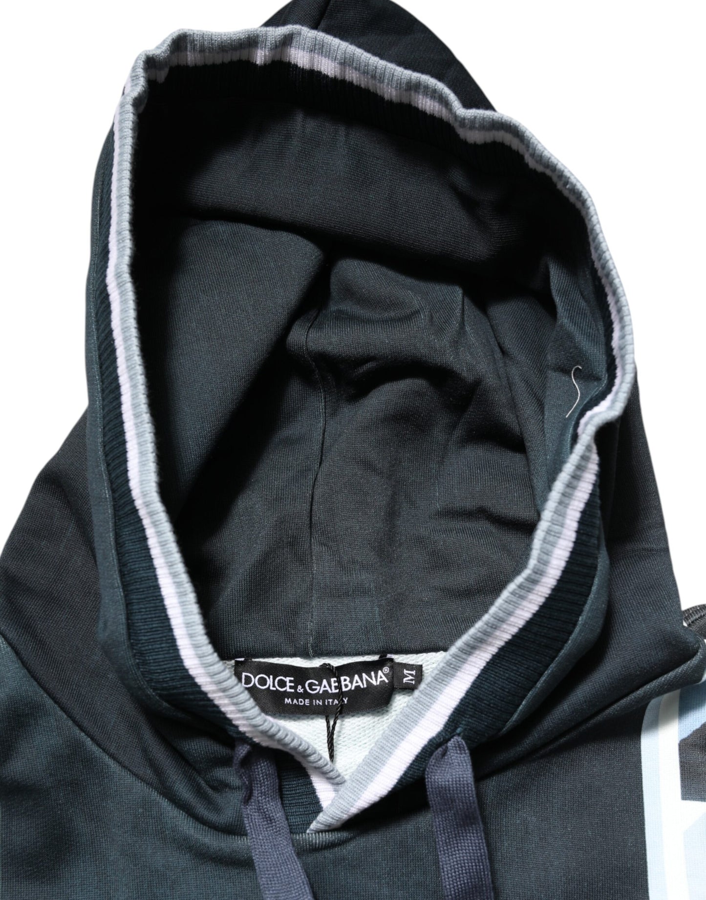 Blue Geometric Print Cotton Panel Pullover Hoodie Sweater