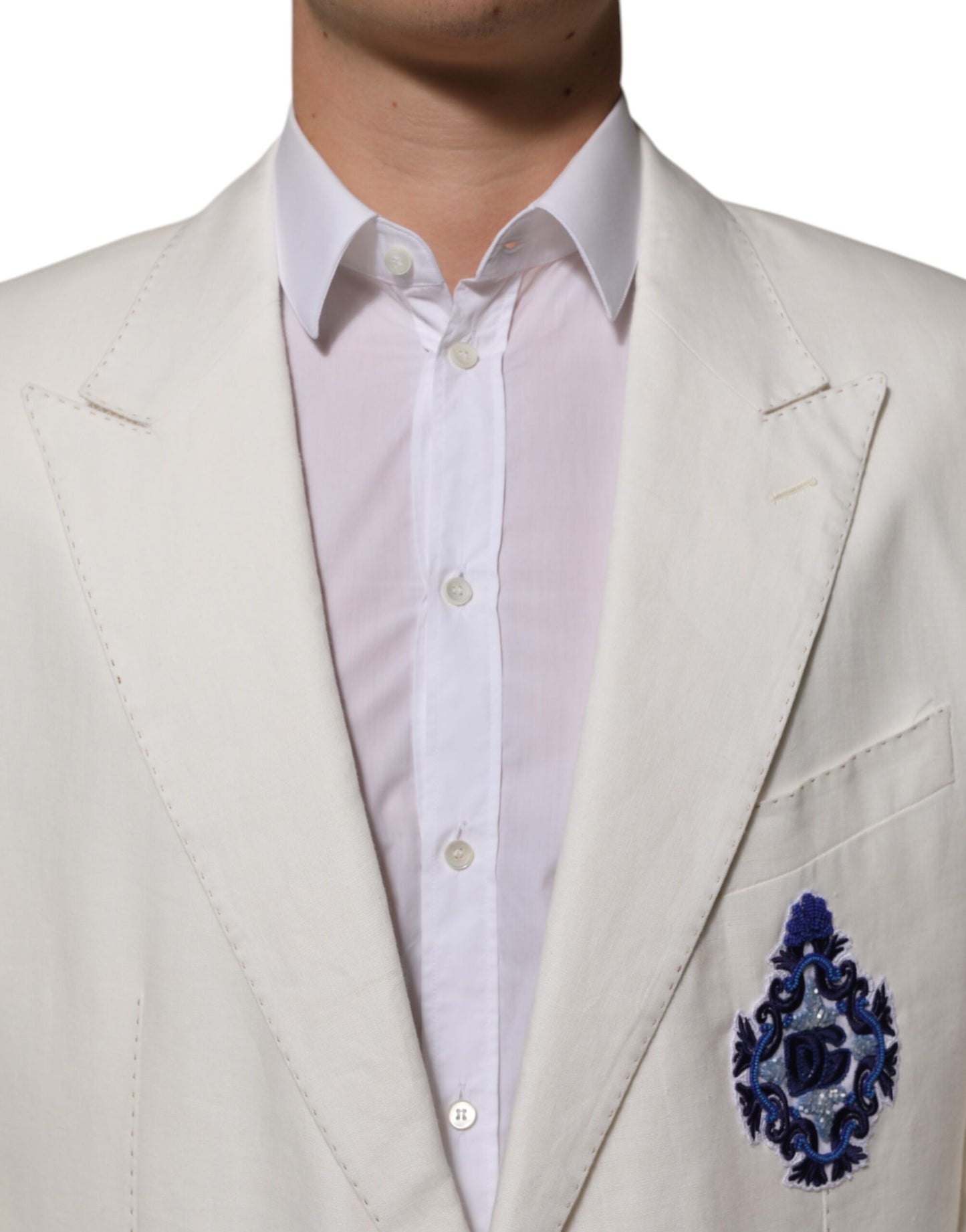 Light Cream Linen Embroidered 2 Piece Suit