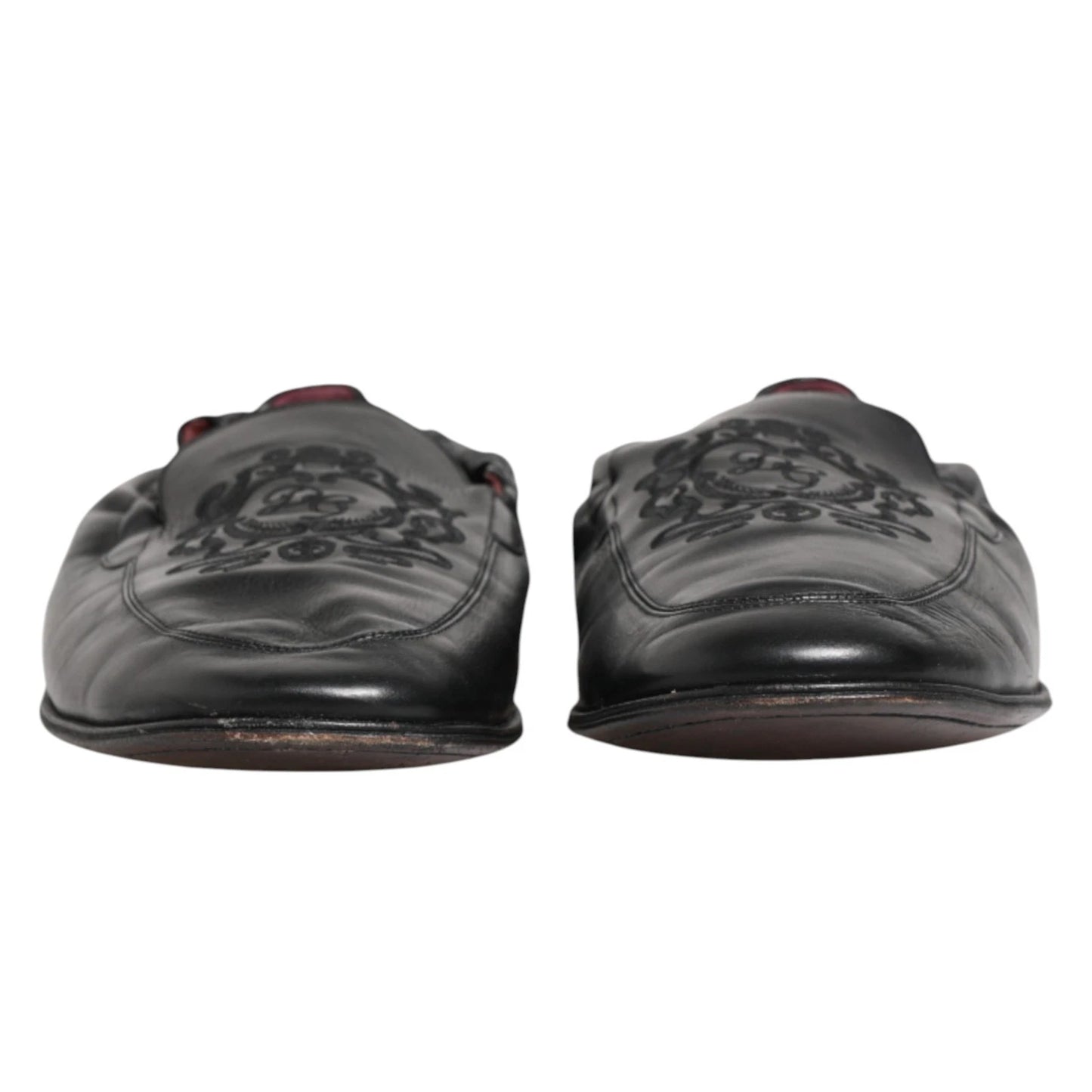 Dolce & Gabbana Black Leather Slip On Men Flat Loafers Shoes