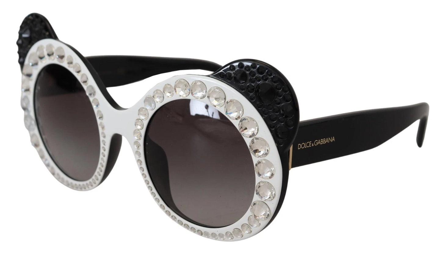 DG4325BM White Black Acetate Crystal Shades Sunglasses