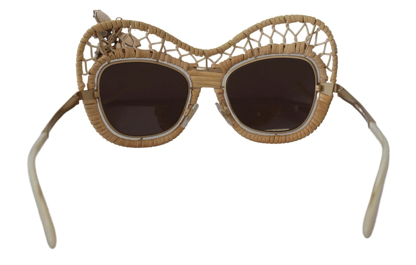 DG2159B Beige Gold Straw Butterfly Crystals Sunglasses