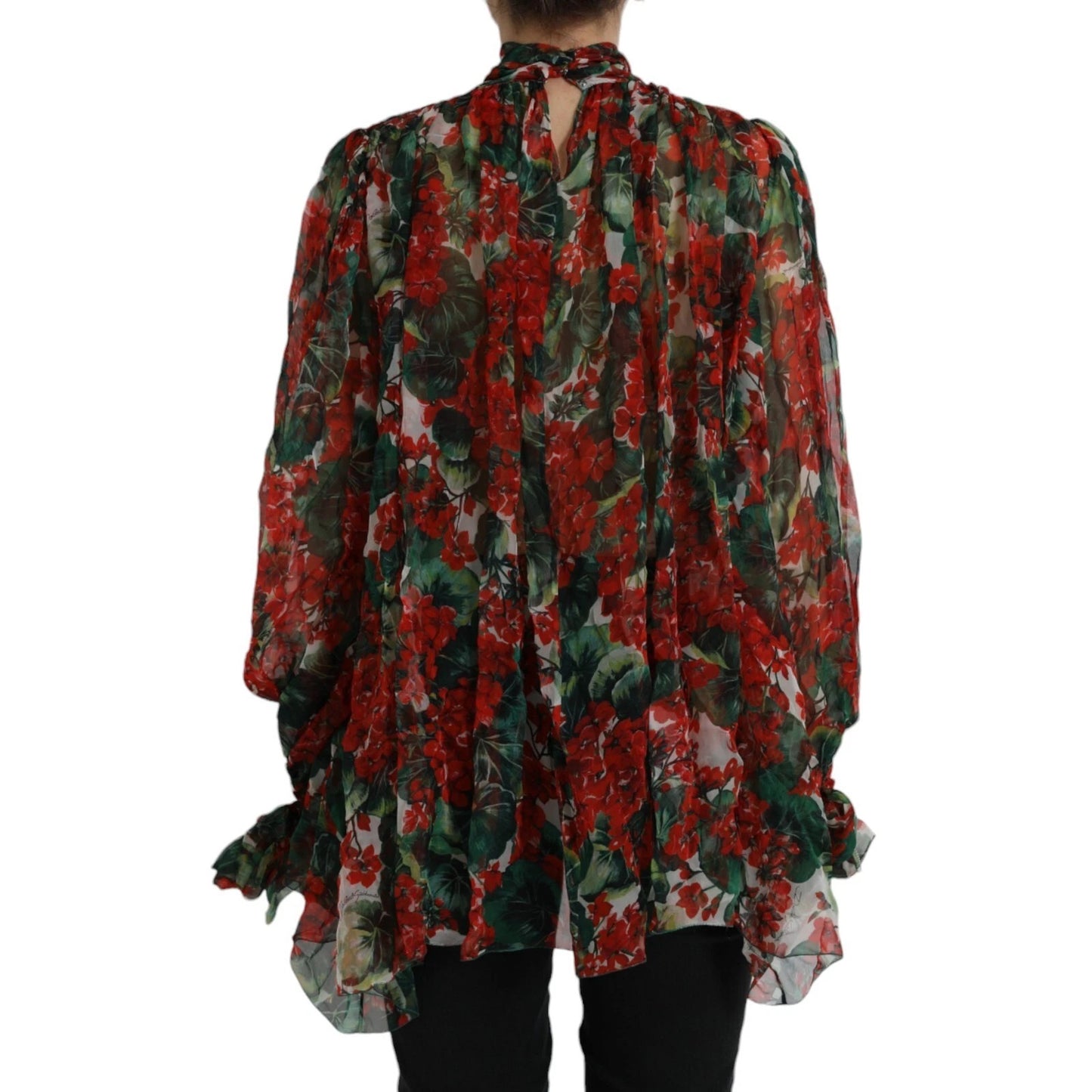 Multicolor Floral Silk Collar Blouse