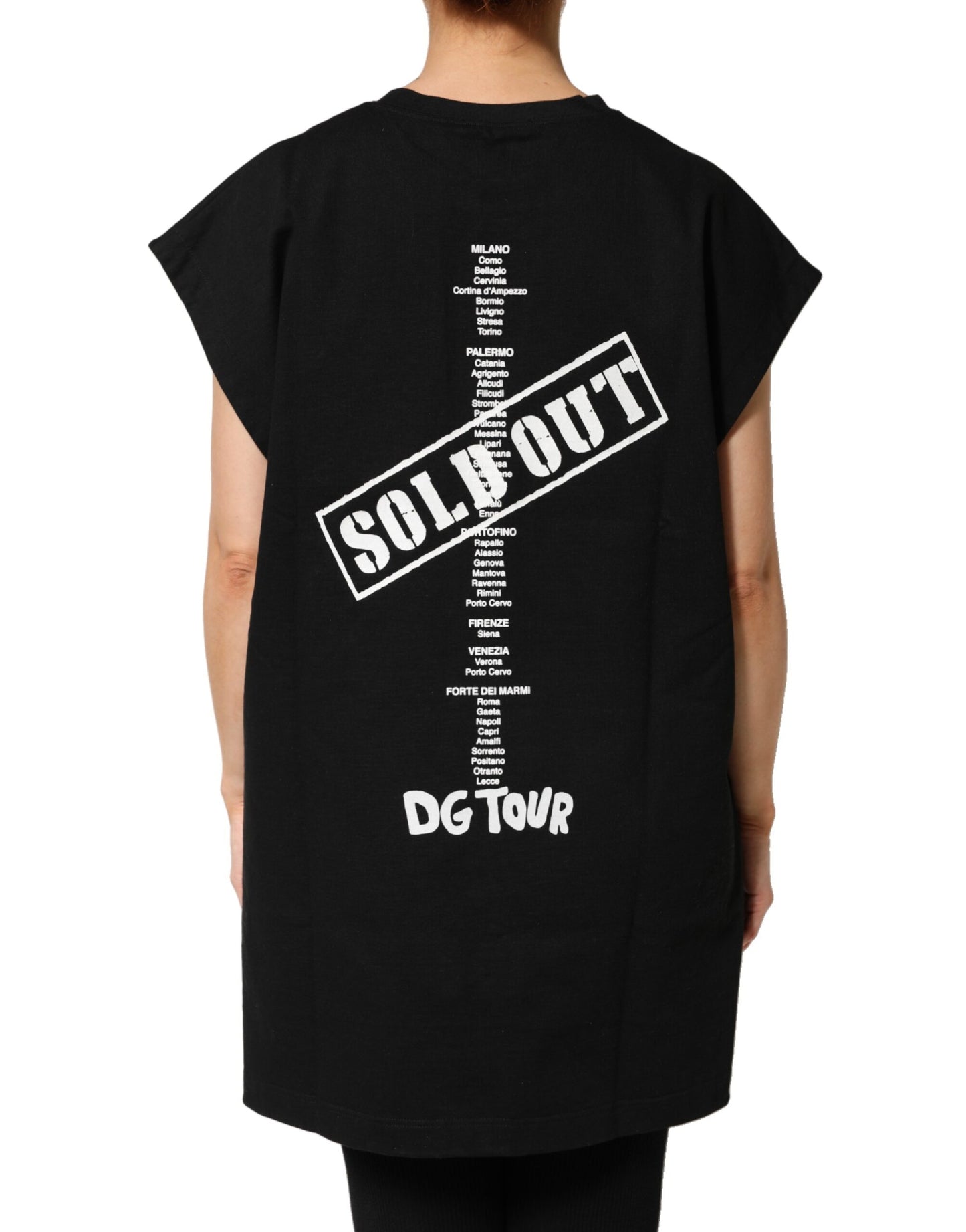 Black Cotton Sleeveless DG Fashion Top