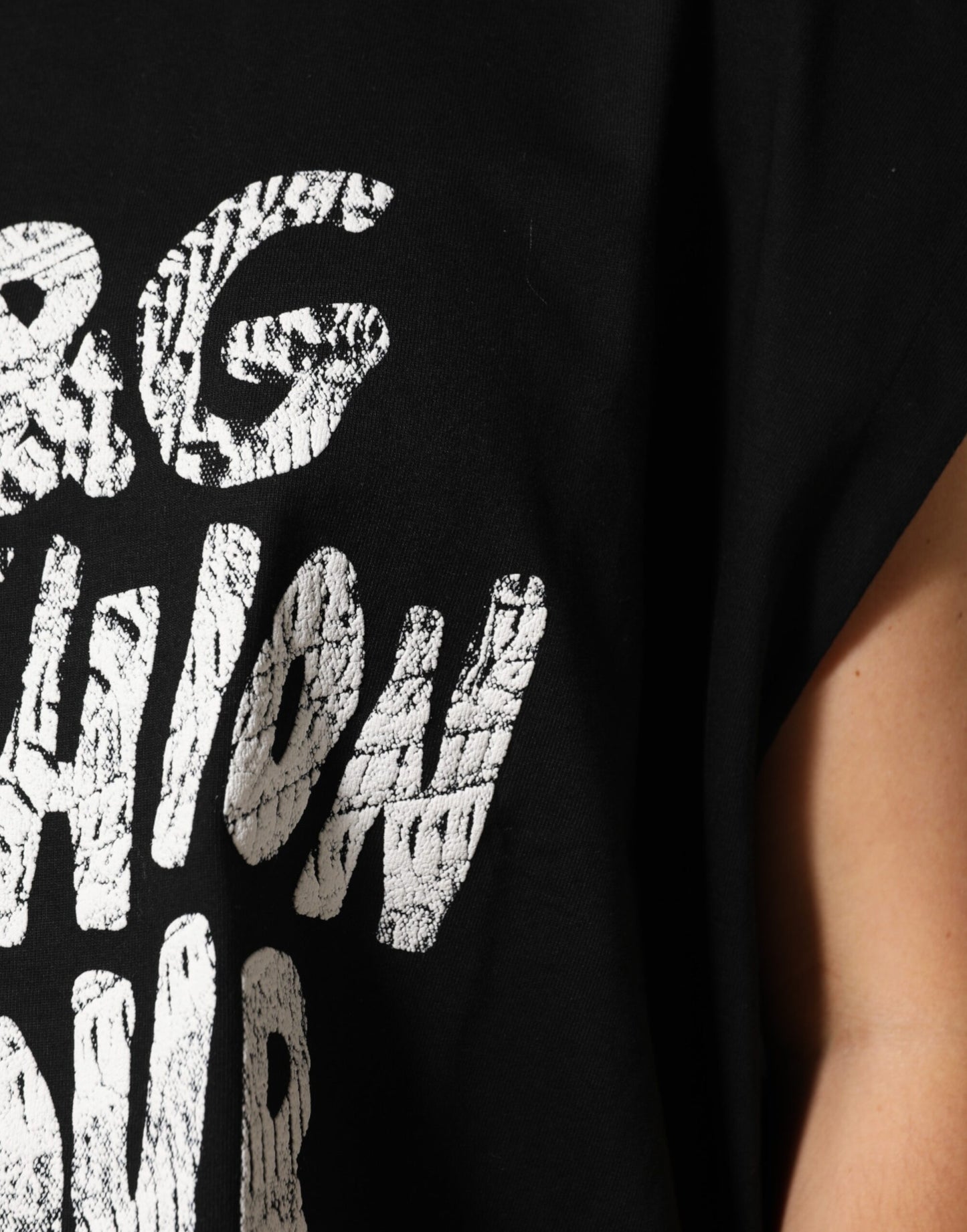 Black Cotton Sleeveless DG Fashion Top