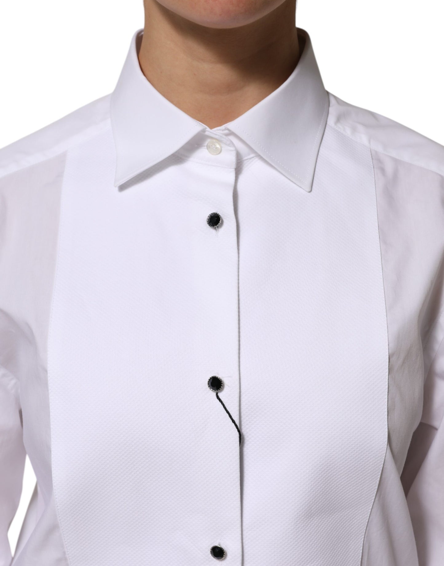 White Cotton Tuxedo Bib Long Sleeve Dress Shirt