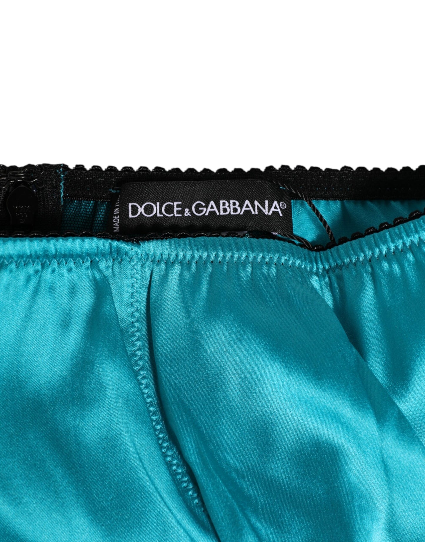 Aqua Green Satin High-Waist Briefs Underwear