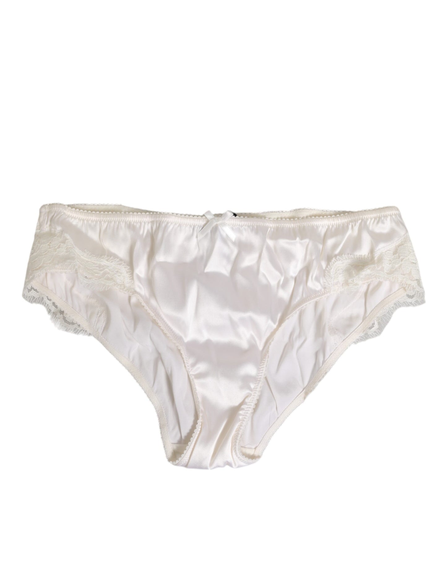 Ivory White Silk Satin Lace Trim Panty  Underwear