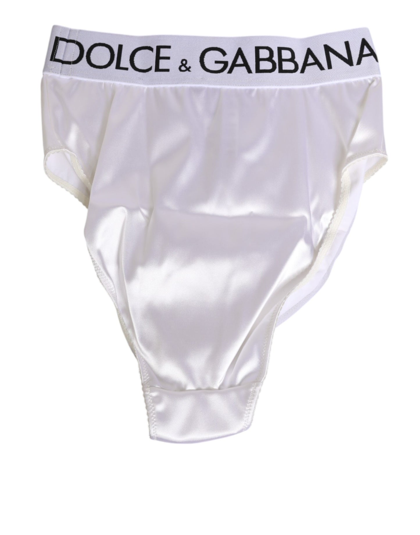 White Satin High-Waist Brief Logo Women Underwear
