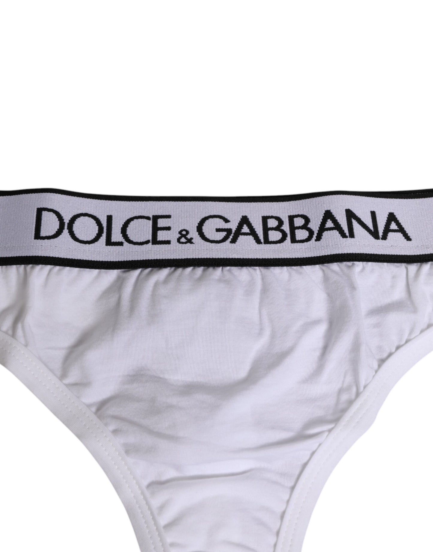 White Logo Waistband Modal Cotton Thong  Underwear
