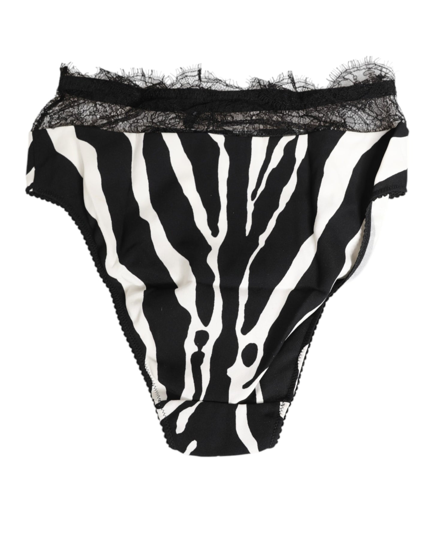 Black White Zebra Print Lace Trim High Underwear