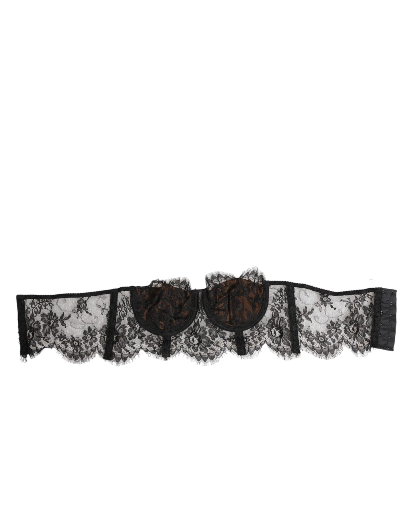 Black Floral Lace Strapless Bustier Underwear