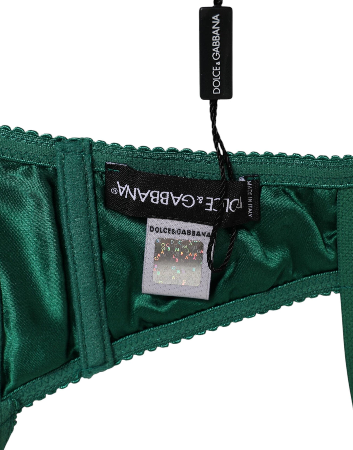 Dolce & Gabbana Green Satin Semi-Padded Underwire Musk Underwear