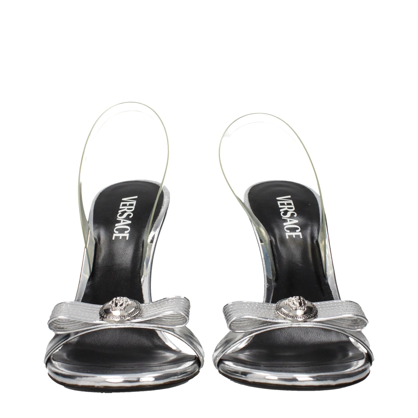 Gray Leather Stiletto Heels Sandals