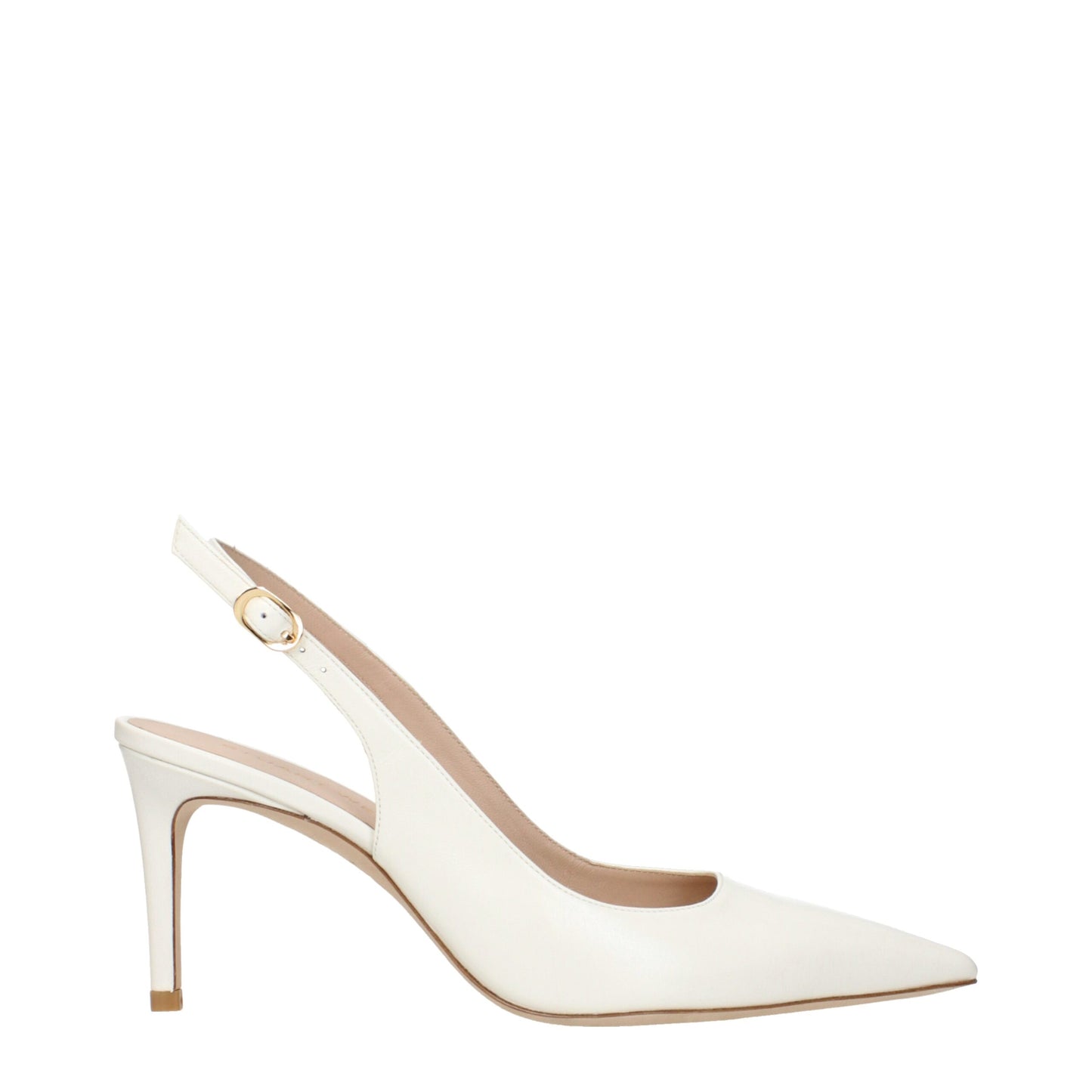 Beige Leather High Heel Pumps