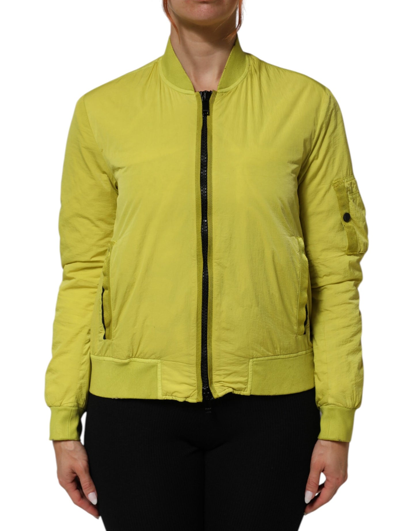Yellow Polyamide Zipper Bomber Women’s Jacket