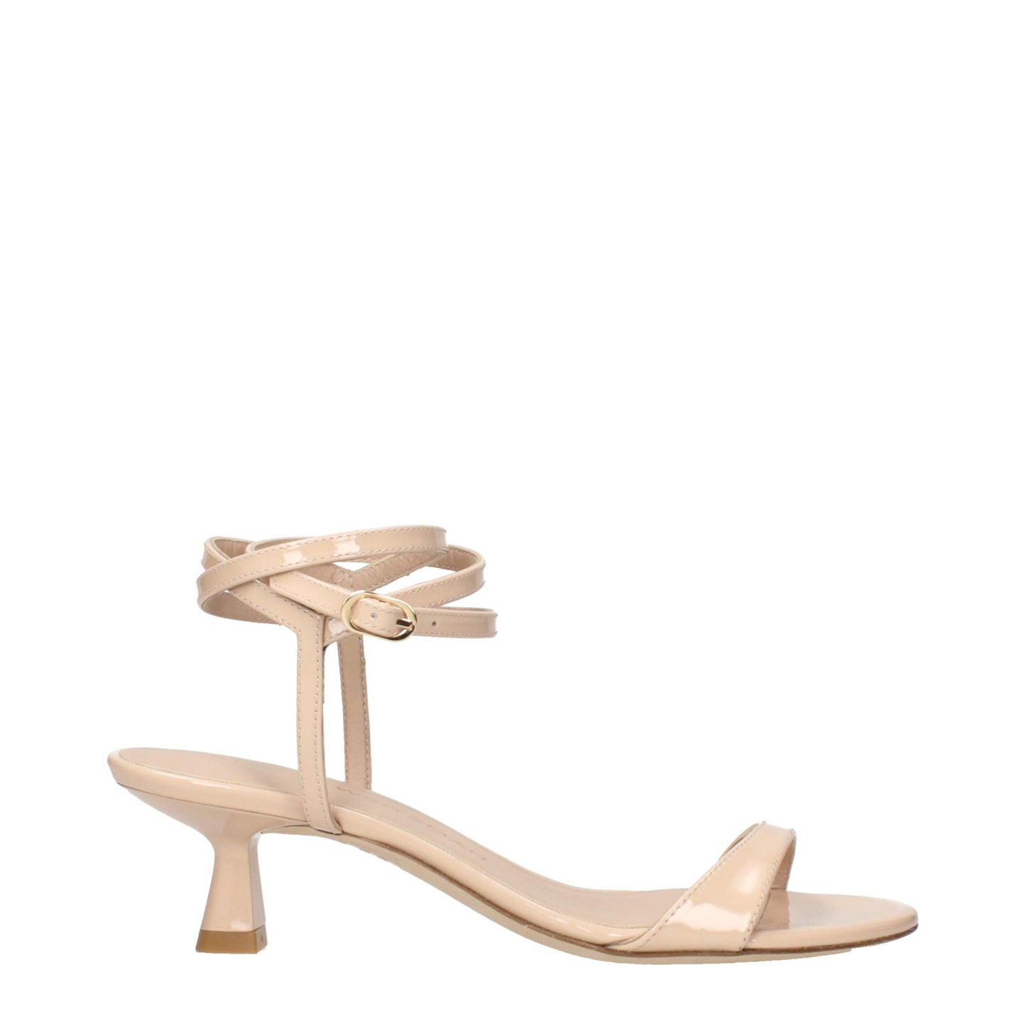 Beige Leather Stiletto Heels Sandals