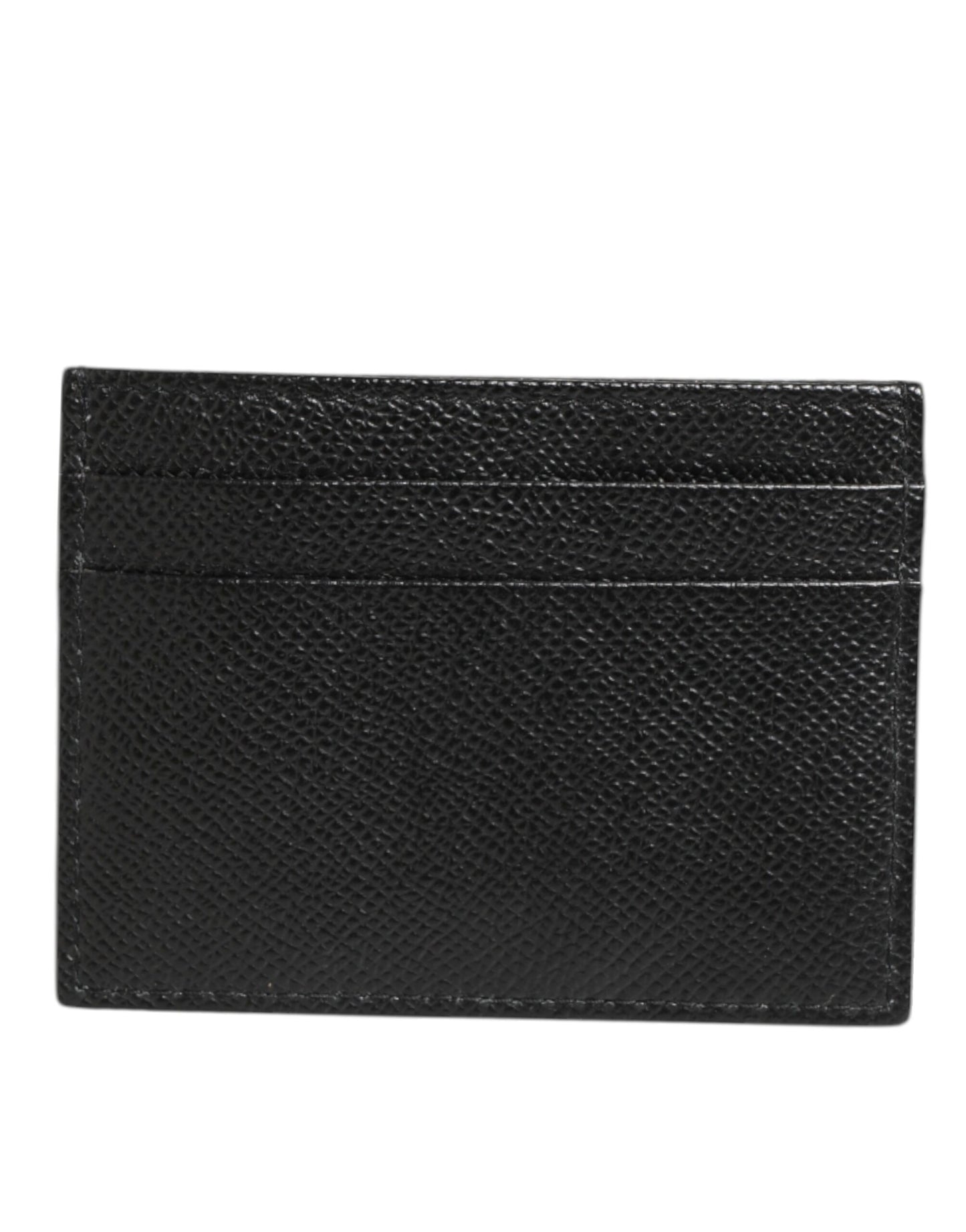 Black Leather Crystal DG Logo Embellished Card Holder Wallet