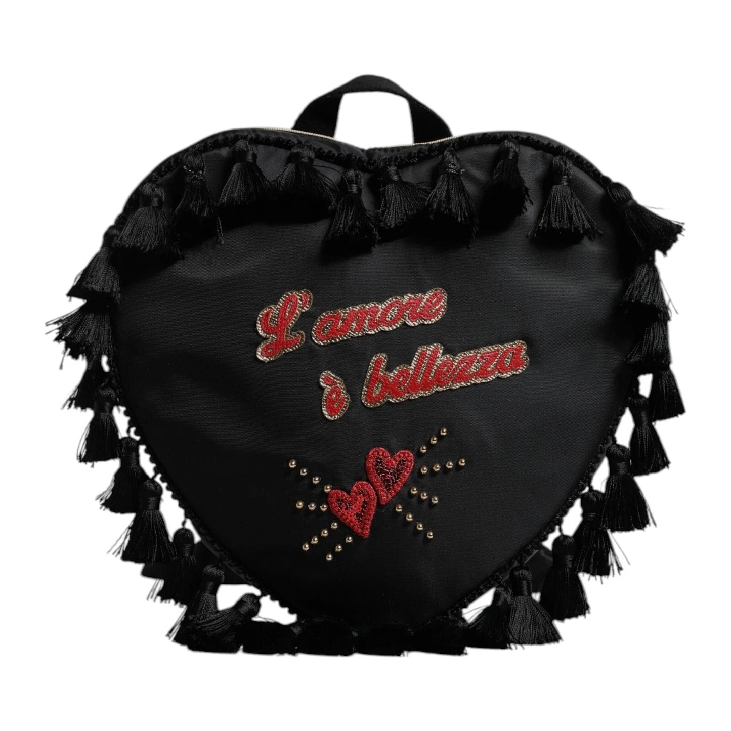 Dolce & Gabbana Black Heart L'Amore Patch Embellished Kids Backpack
