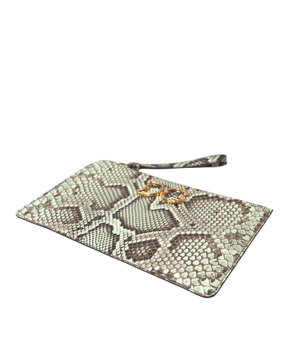 Verde Acqua Exotic Leather Gold DG Logo Clutch Borse Bag