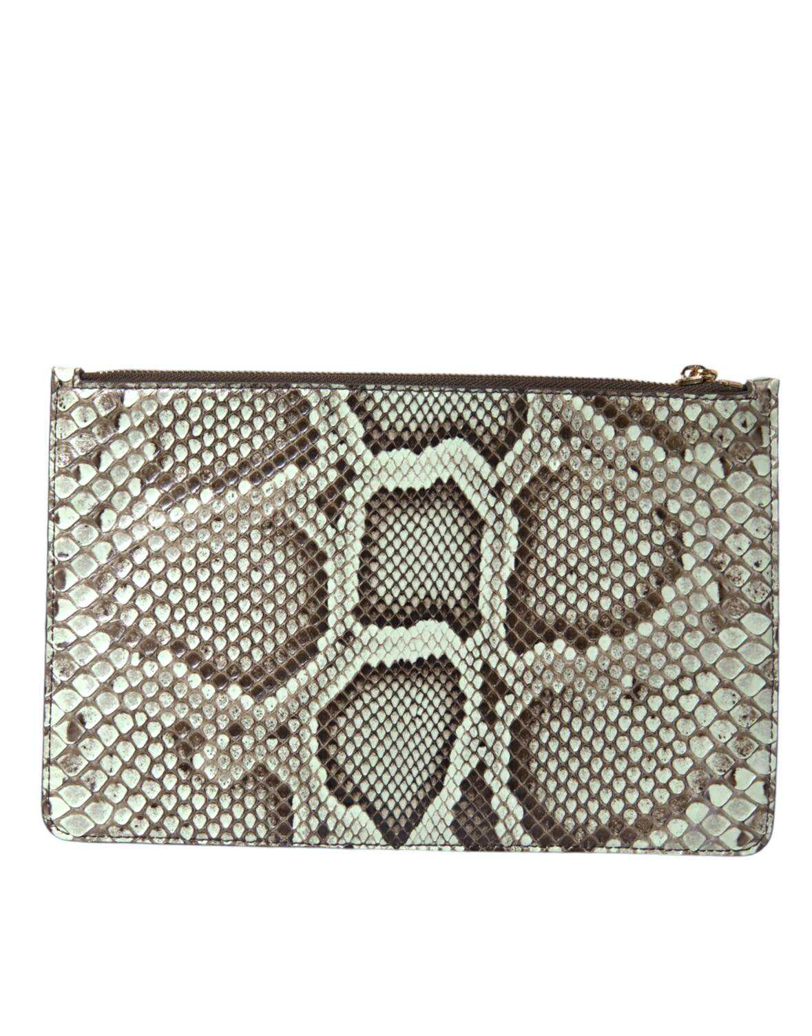 Verde Acqua Exotic Leather Gold DG Logo Clutch Borse Bag