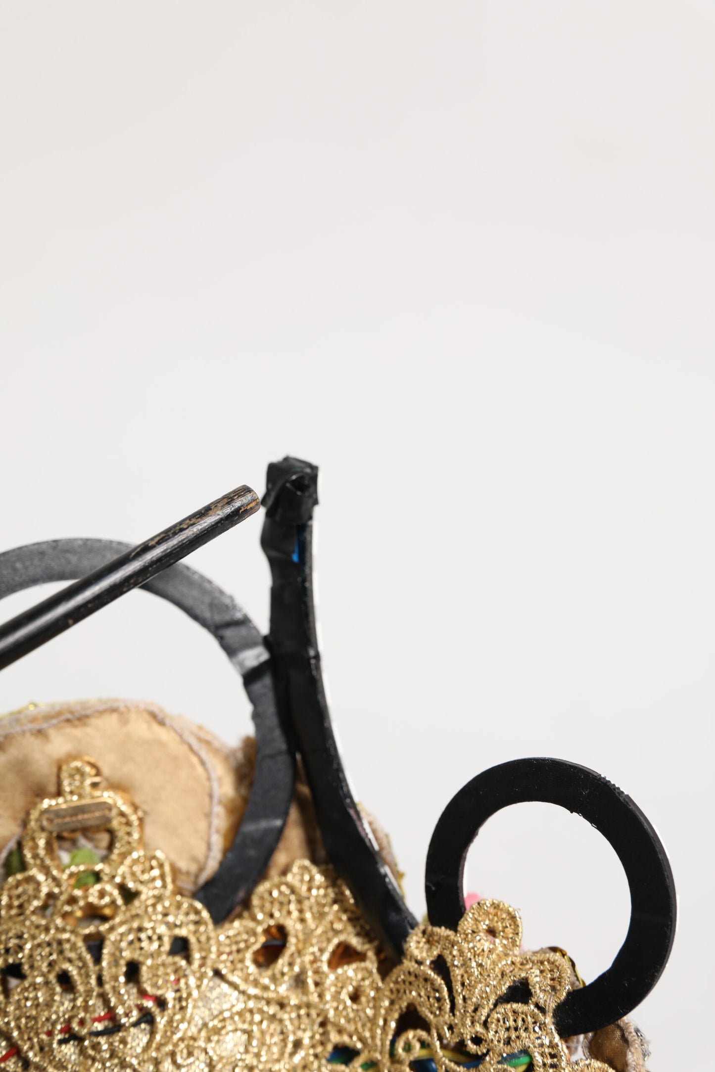 Gold Brass Crystal Embellished Headpiece Crown Tiara