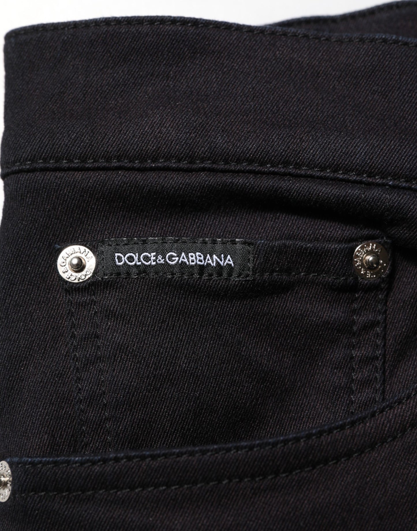 Dolce & Gabbana Black Cotton Blend Skinny Men Trouser Pants