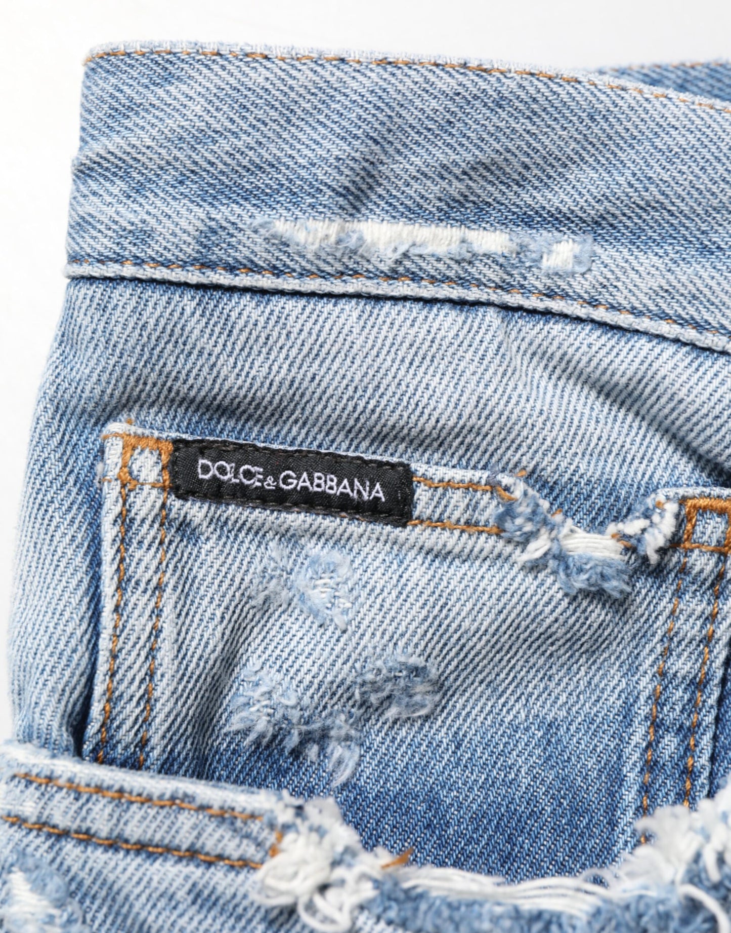 Dolce & Gabbana Blue Distressed Ripped Denim Pants Jeans