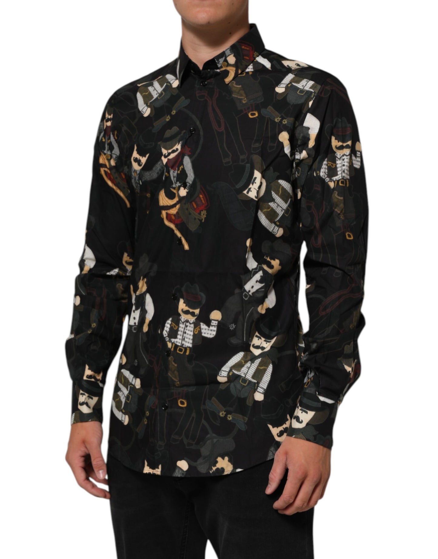 Black Cowboy Collared GOLD Formal Dress Shirt