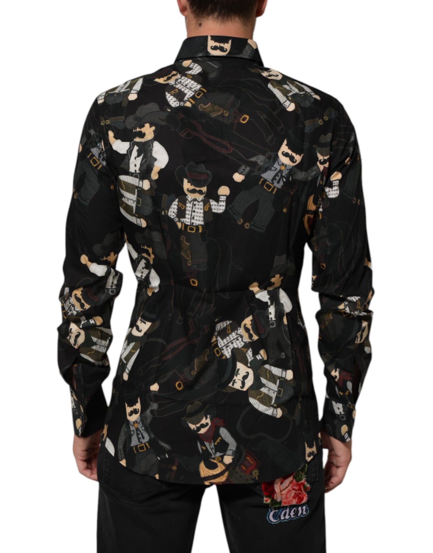 Black Cowboy Collared GOLD Formal Dress Shirt