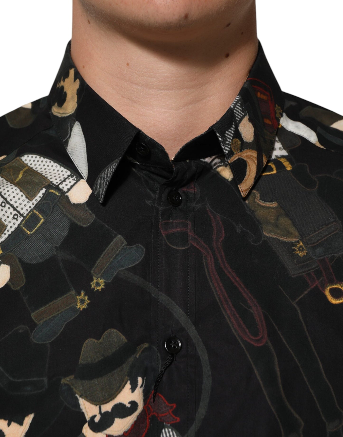 Black Cowboy Collared GOLD Formal Dress Shirt
