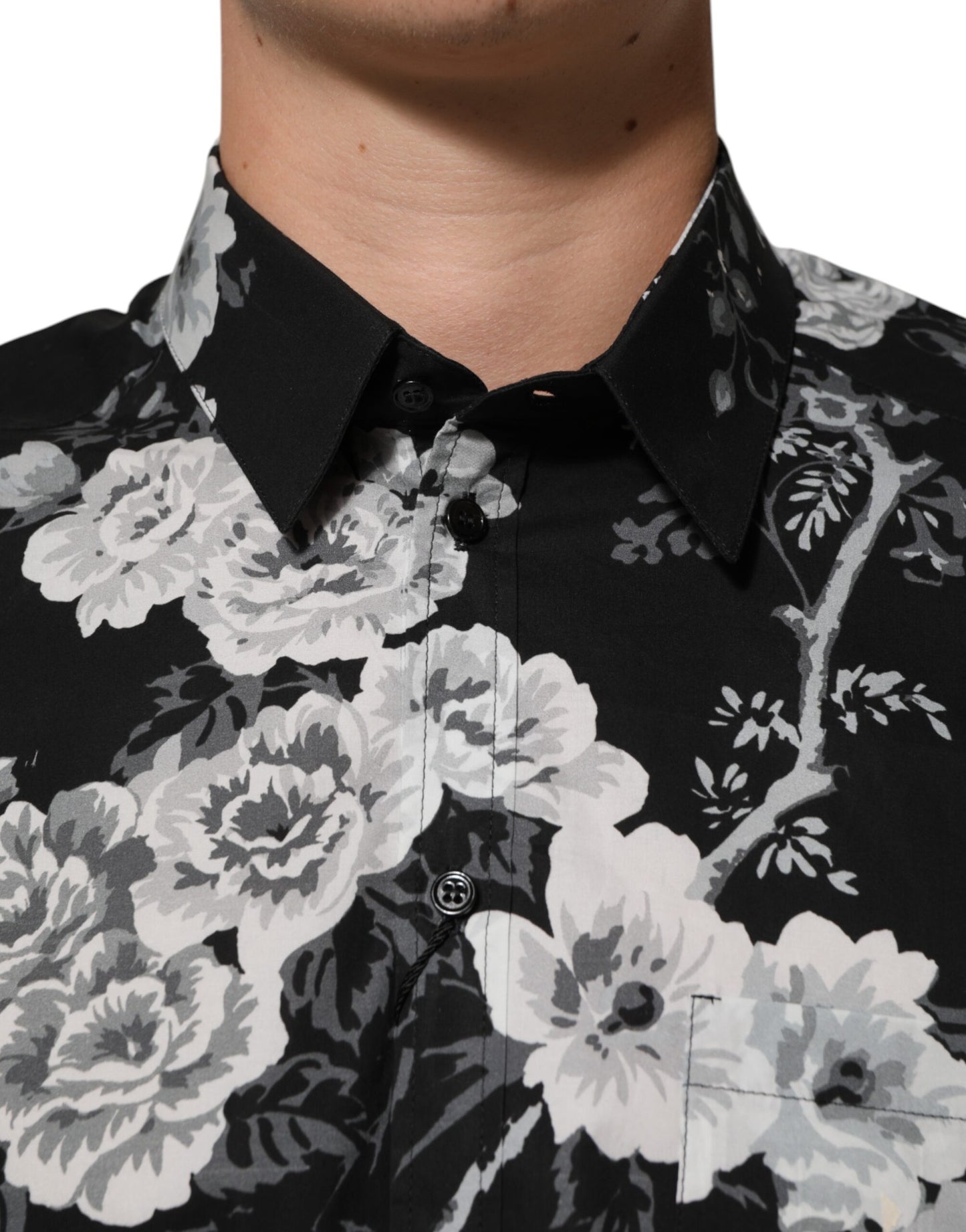 Black Floral Collared GOLD Casual Polo Shirt