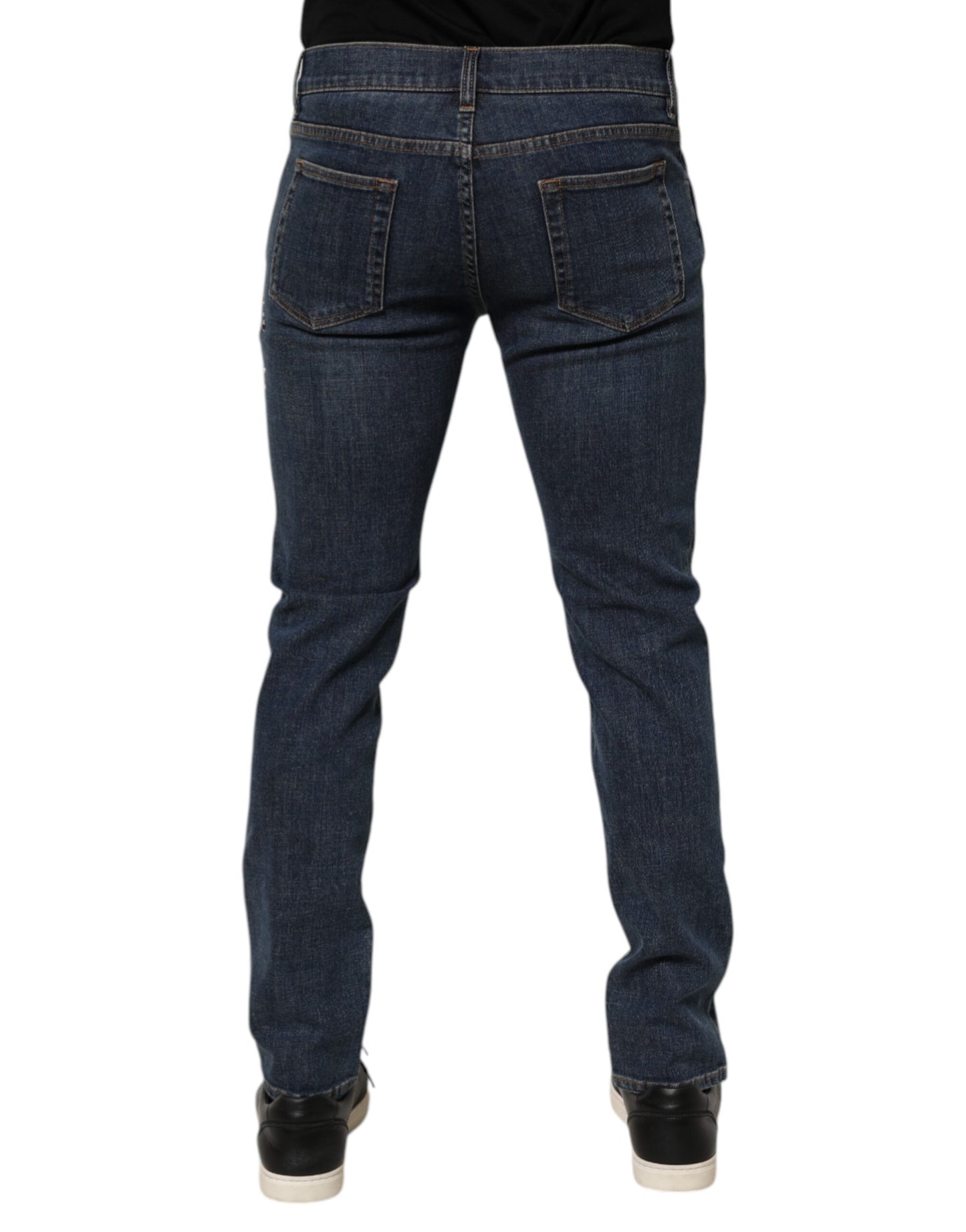 Blue Rabbit Embroidery Slim Men Denim Jeans