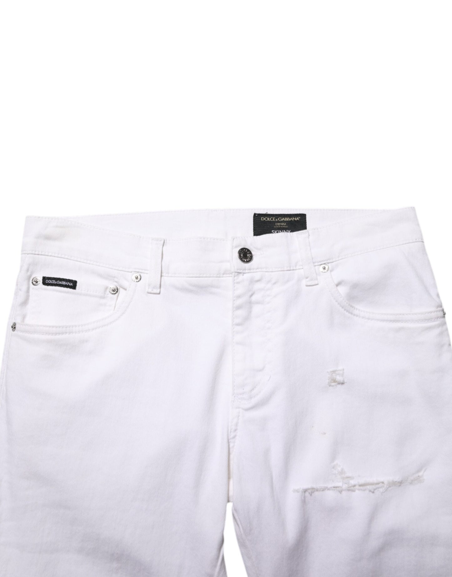 White Ripped Cotton Skinny Men Denim Jeans