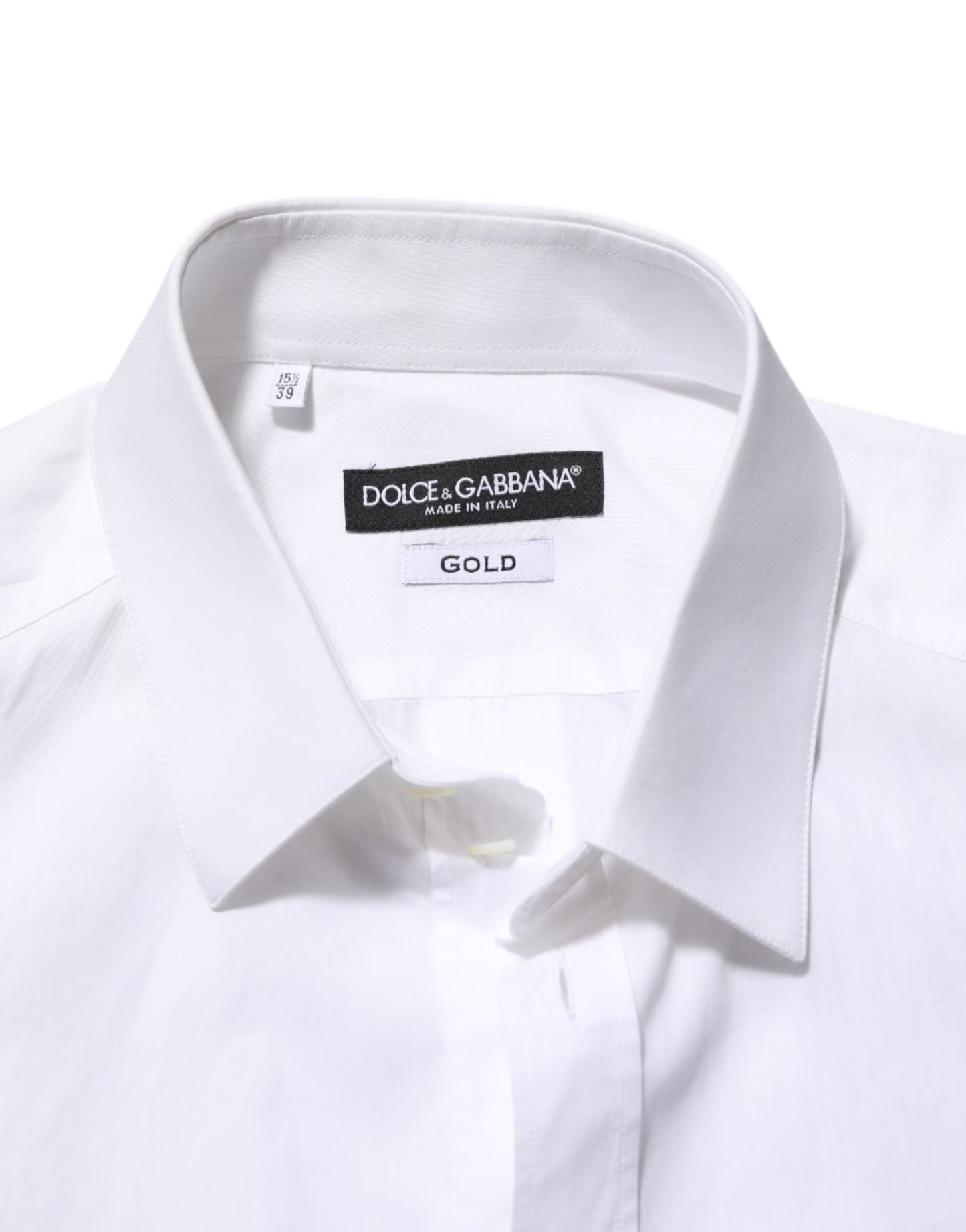 Dolce & Gabbana White Cotton GOLD DGPatch Formal Dress Shirt