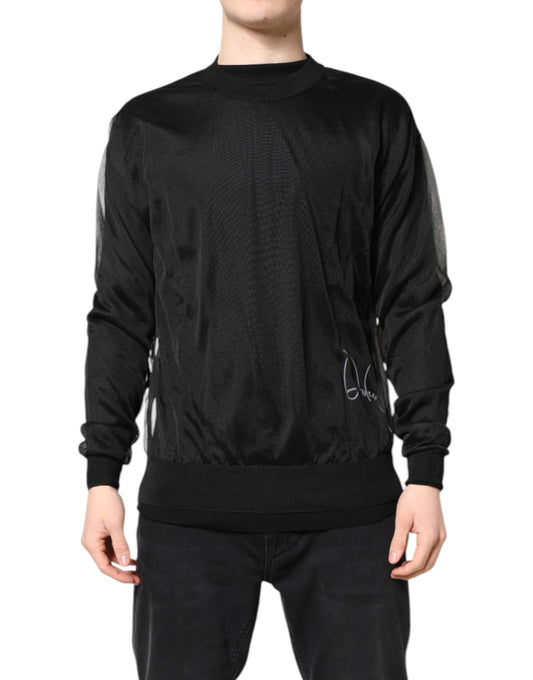 Dolce & Gabbana Black Logo Polyester CrewNeck Sweatshirt Sweater