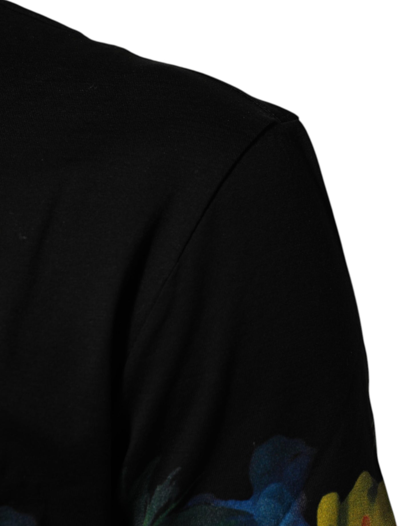 Black Floral DG Logo Cotton Crew Neck T-shirt