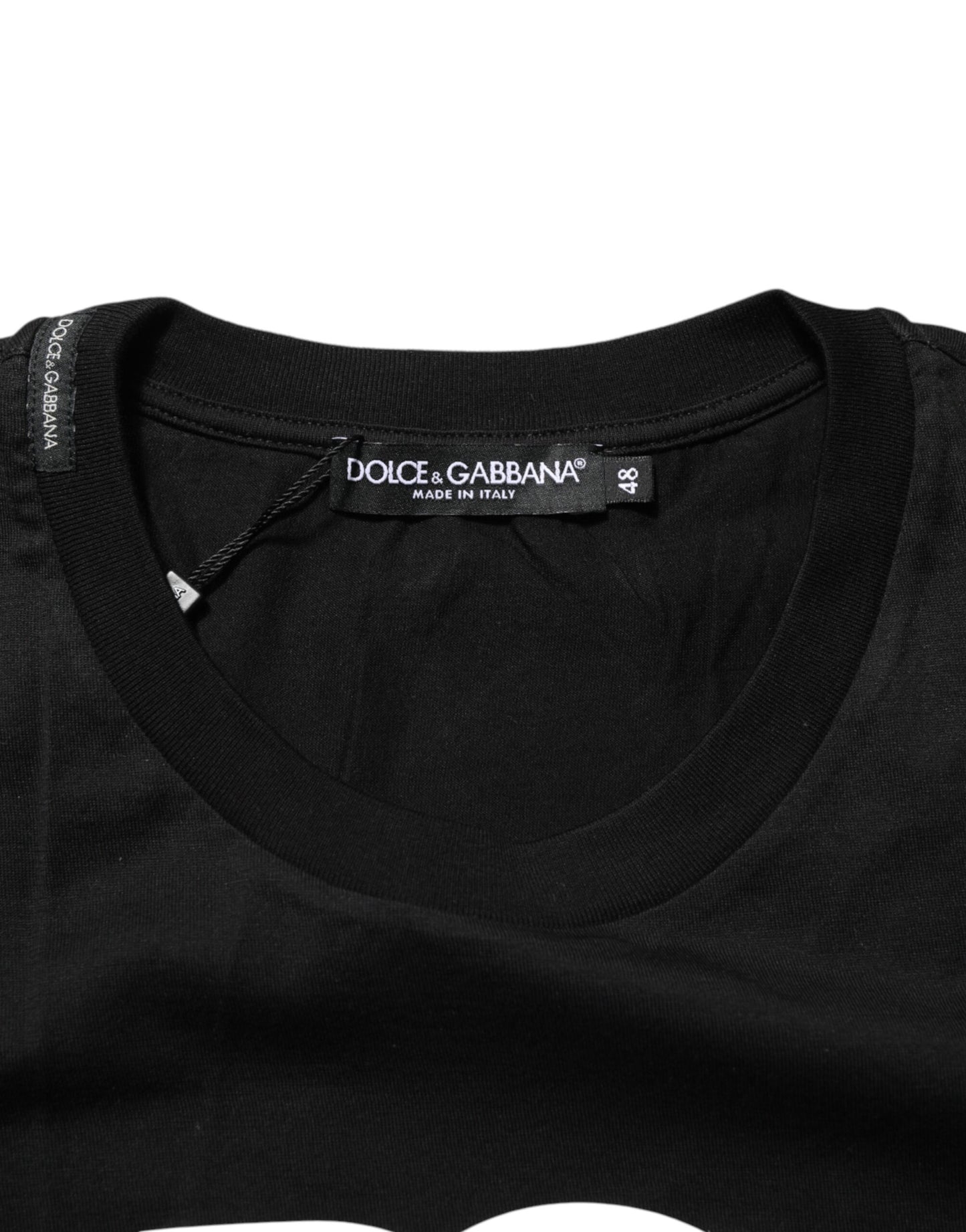Black Floral DG Logo Cotton Crew Neck T-shirt