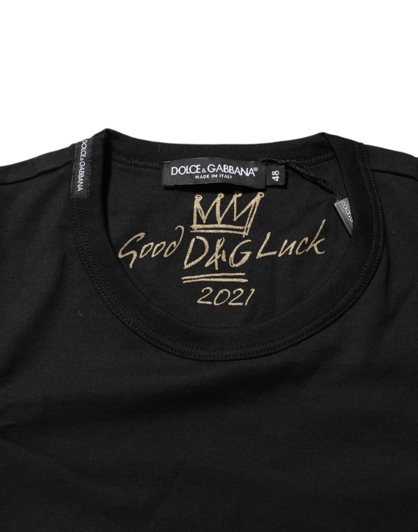 Black Goodluck 2021 Cotton Crew Neck T-shirt