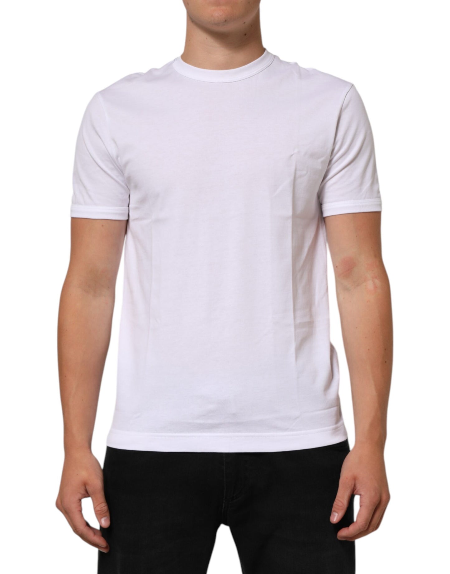 White Cotton Crew Neck Short Sleeves