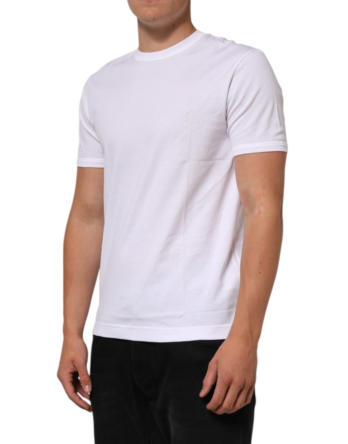 White Cotton Crew Neck Short Sleeves