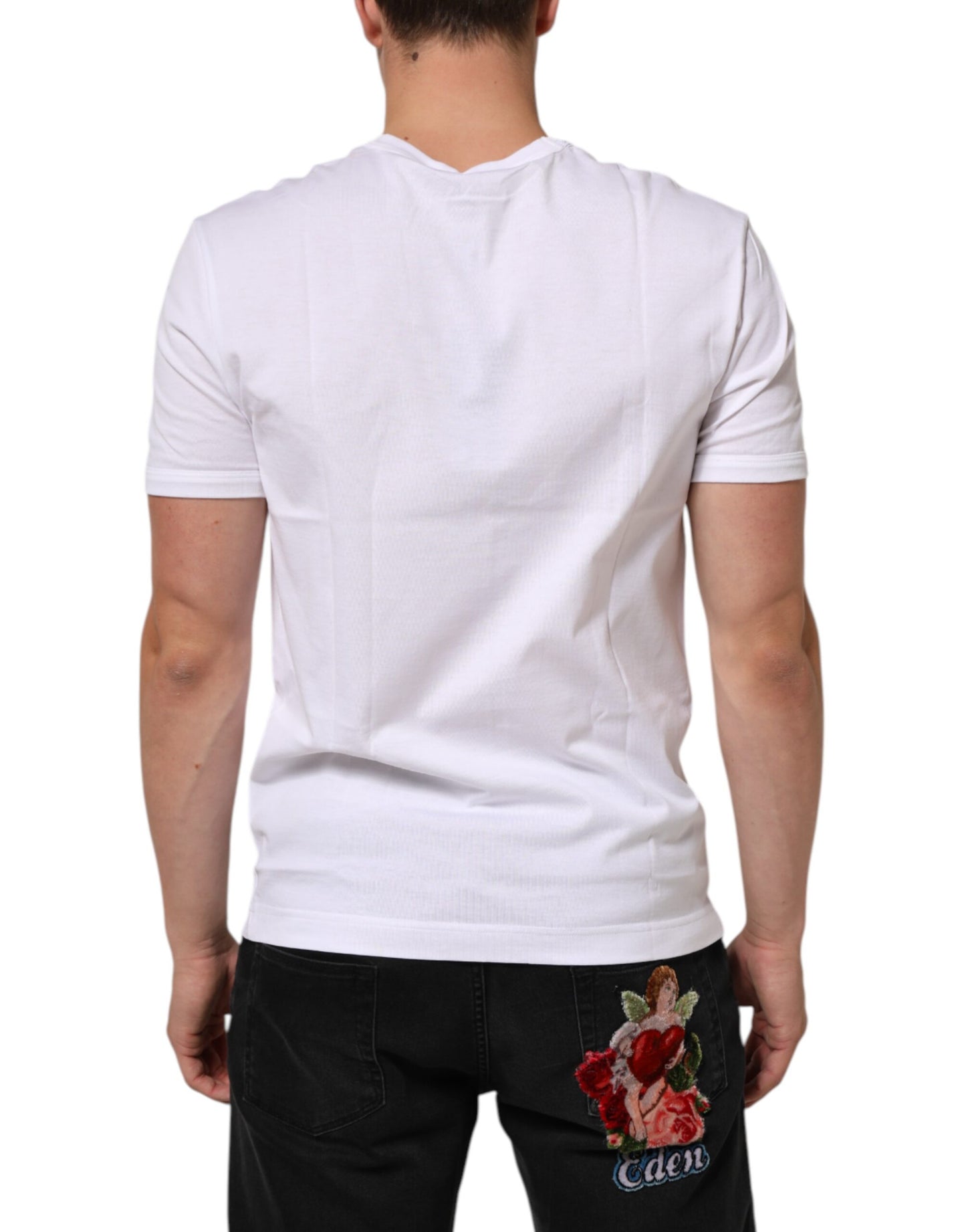 White Cotton Crew Neck Short Sleeves