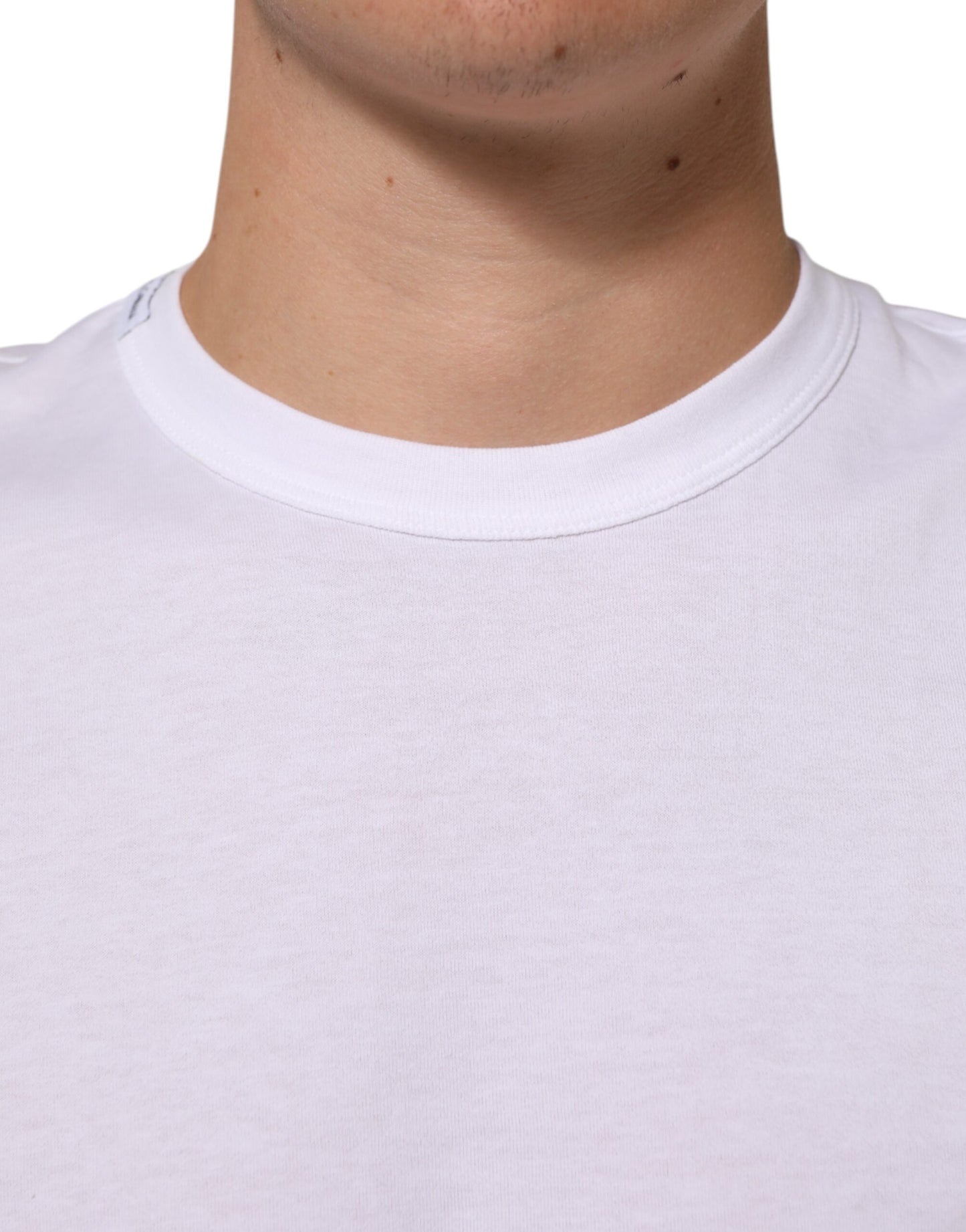 White Cotton Crew Neck Short Sleeves