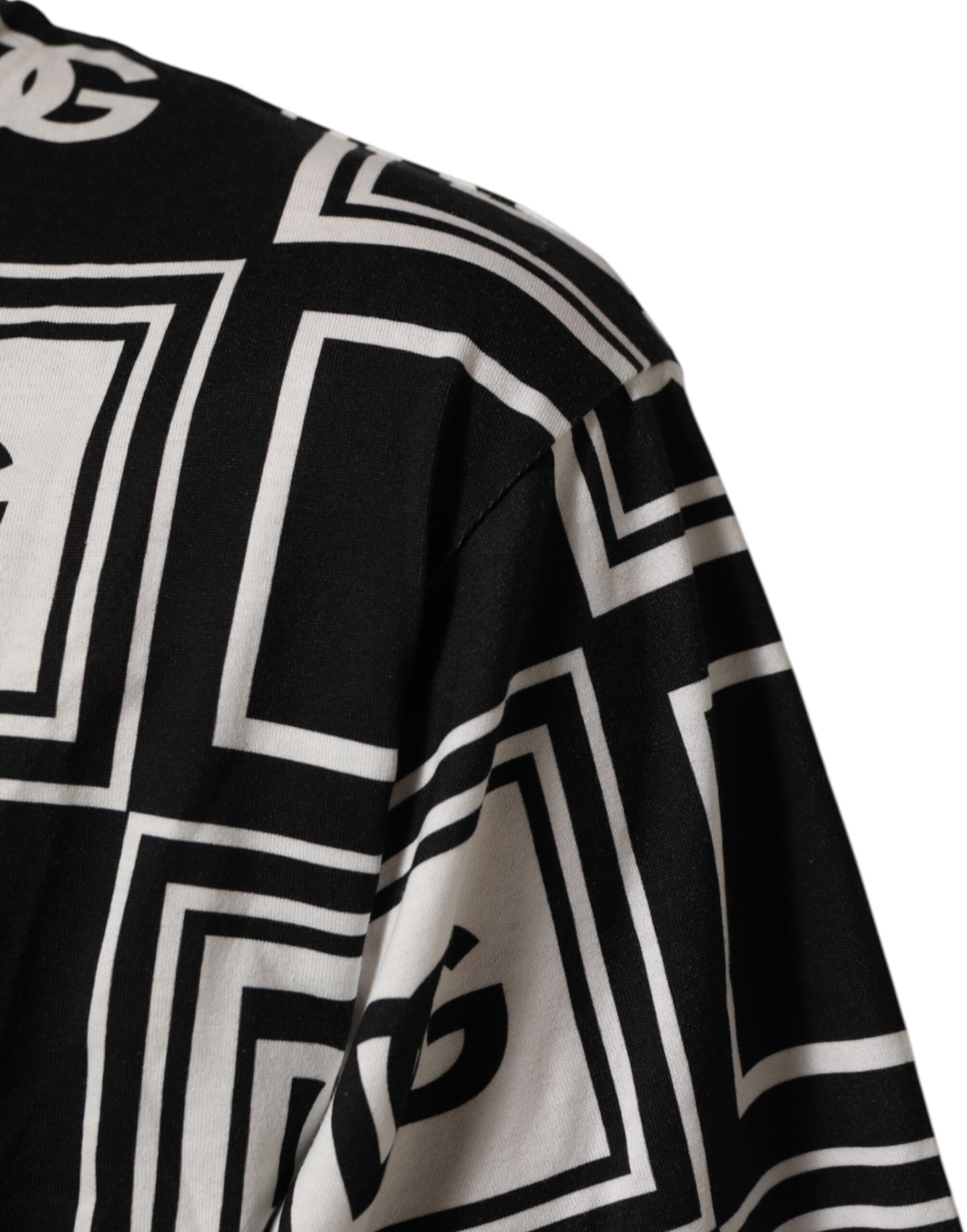 Black Logo Monogram Cotton Crew Neck T-shirt